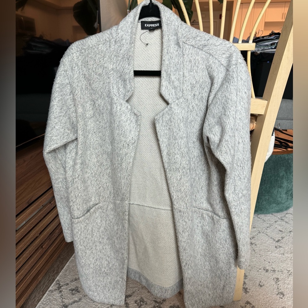 Express Light Grey Pea Coat